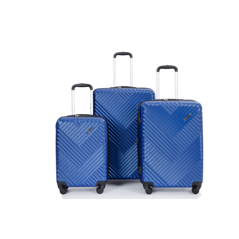 Expandable 3 Piece Luggage Sets PC Lightweight Suitcase with Two Hooks, Spinner Wheels, TSA Lock, (20/24/28), Blue